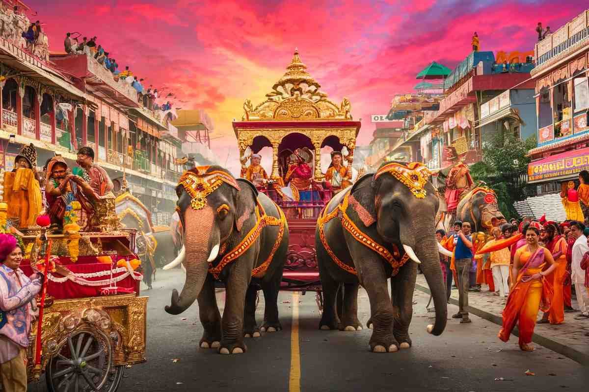 The golden howdah on procession day
